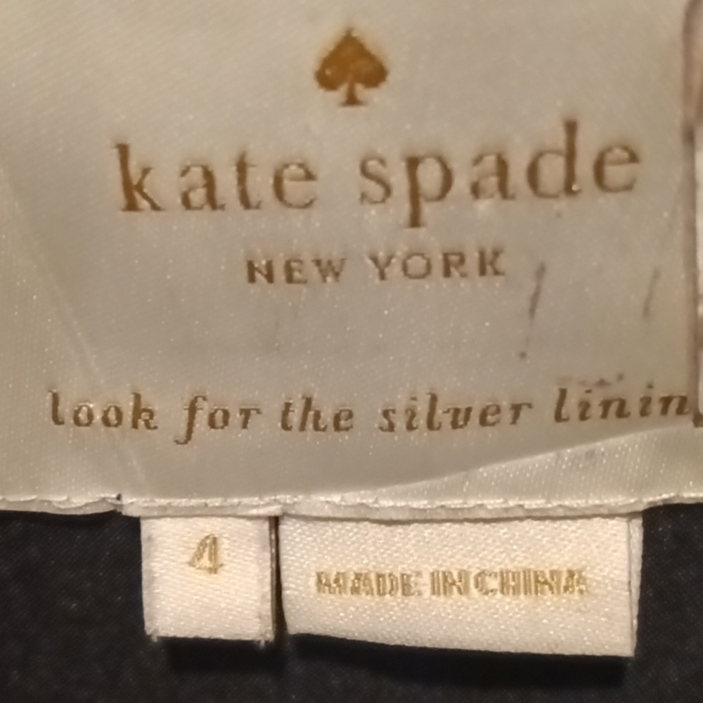 FINAL PRICE Kate Spade black a-line l/s dress w scalloped cuffs and hem Size 4